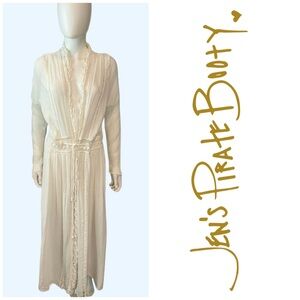 JEN’S PIRATE BOOTY white cotton crochet boho duster beach coverup maxi dress M/L